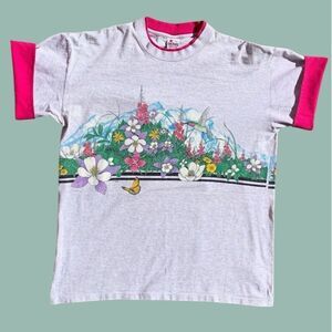 Hummingbird Flowers Habitat 1991 Signal Roll Sleeve Wrap Around T-Shirt (XL)
